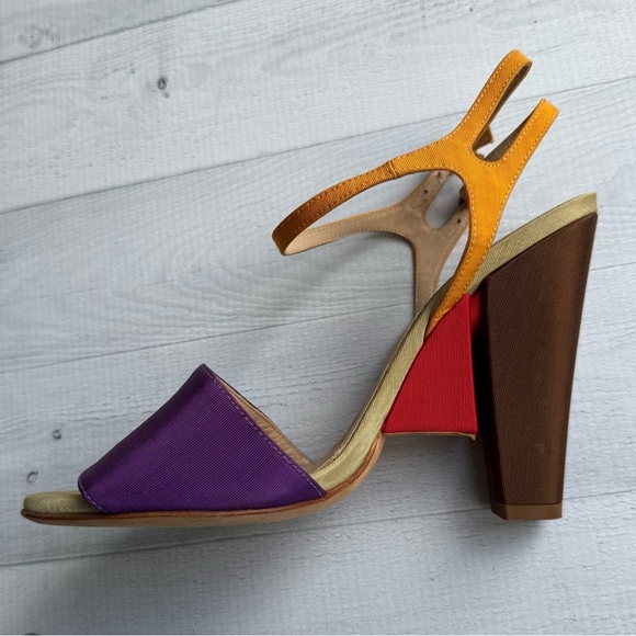 RARE Fendi Nappa Baguette Color Block Double Ankle Strap Heel Sandals Size 36/6 - Picture 7 of 11